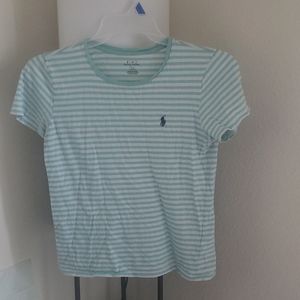 Size large turquoise striped polo tee